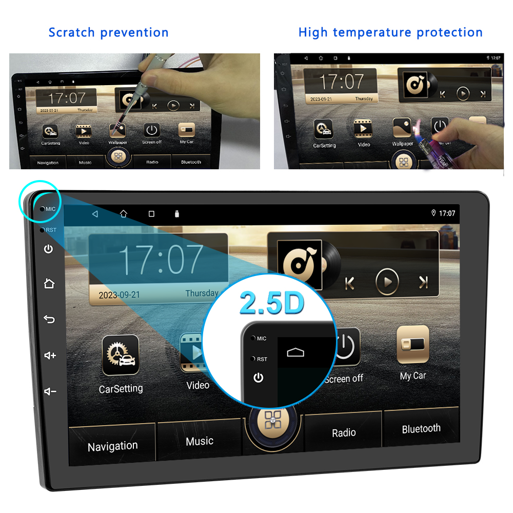 Universal 10.1 Inch Android 12 Car Radio with IPS Touch Screen and AHD 1080P Camera