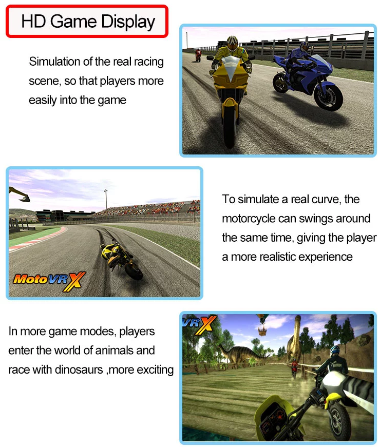 Black Yellow VR Motorcycle Simulator 24" LED Screen Locked Door Square Tubing