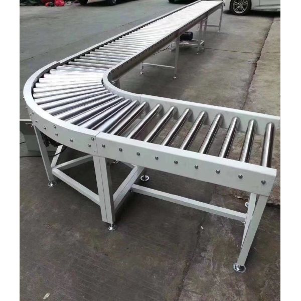 Chain Plate Conveyor with 90 Degree Turning Used in Small Workshop