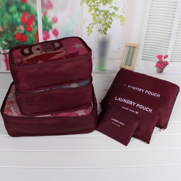 Polyester Folding Toiletry Travel Organizer Bag Set 6Pcs