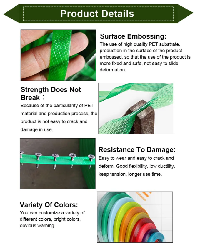 Custom Color Polyester PET Packaging Strap Pallet Packing Plastic Steel Strapping Rolls