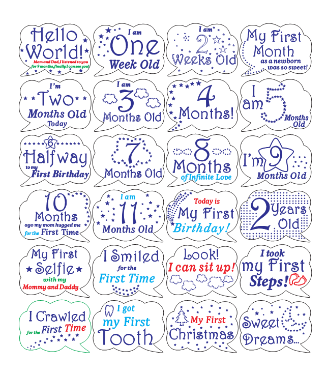 Cloud shaped Baby Monthly Milestone Cards Wooden Printed Milestone Discs for Baby Newborn Gifts-customized design accept