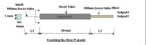 Planar Waveguide 1x2 PON GPON Splitter Optical Fiber 0.9mm 1.5m LSZH