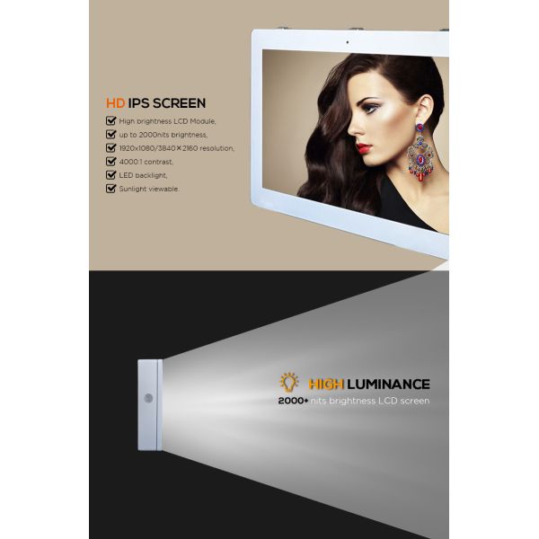 55 Inch Outdoor Digital Signage Waterproof 2500 Nits Multi Language Support