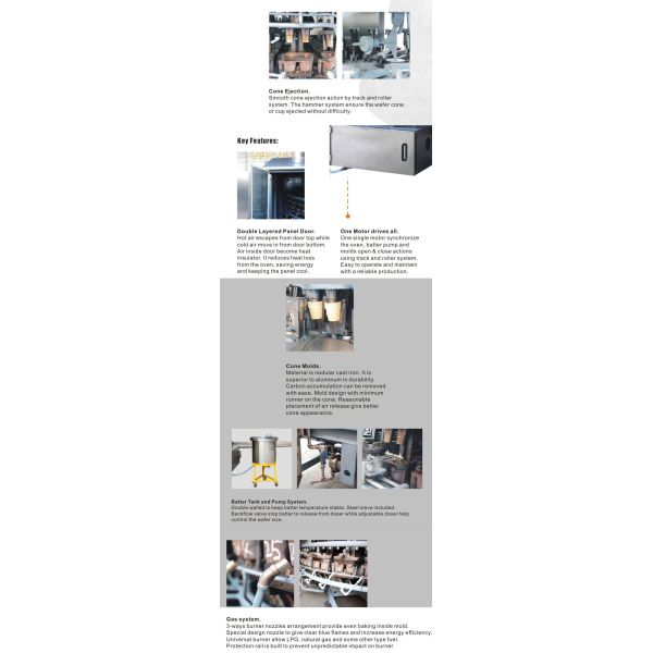 Oven Commercial Ice Cream Waffle Cone Maker Without Timing Device 380V