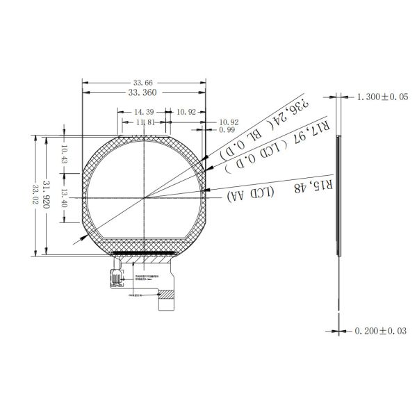 1.22 Inch TFT LCD Display Manufacturer China 240x204 Dot Resolution SPI Interface
