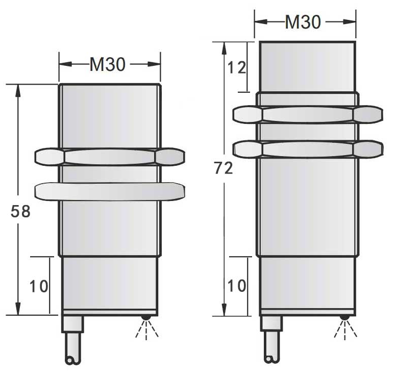 M30 DC Cylindrical High Temp Inductive Proximity Sensors Flush Or Non Flush Type
