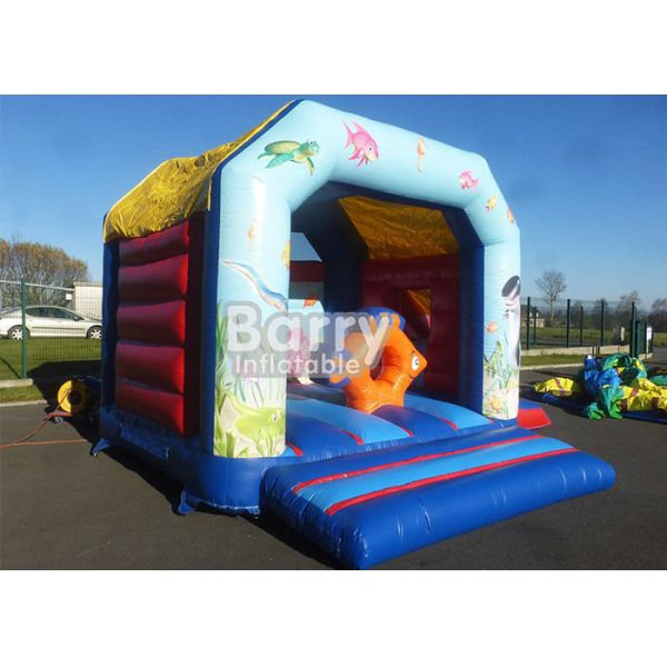 Beautiful Ocean Fish Inflatable Combo , Commercial Slide Inflatable Bounce House Castle For Sale