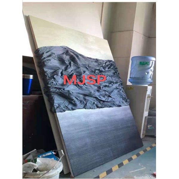 Round Abstract 3D Metal Art Painting Handmade Ink Paintings Wall Arts With Frame