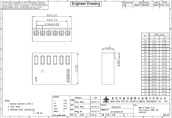 Brass terminals, mx 2759 Wire to Board Connector Crimp Terminal with 2.54mm Pitch tinned contact