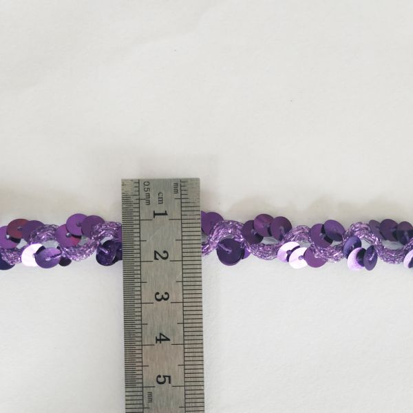 20KJ72 1.2cm Purple Gimp Braid Sequin Ribbon Trim