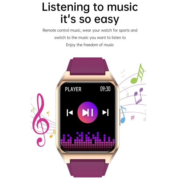 Square Screen Bluetooth Smart Watch Body Temperature Blood Pressure Monitoring