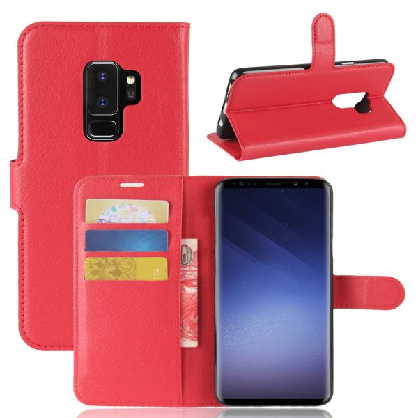 2018 Litchi Pattern Flip PU Leather Holder Stand Card Slot Cellphone Case Wallet for Samsung Galaxy S9