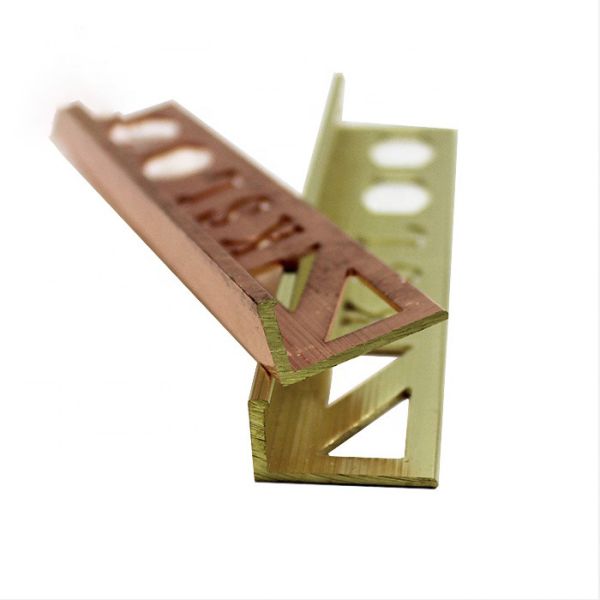 L Shape Brushed Brass Tile Trim 10mm Connective Strip ISO9001