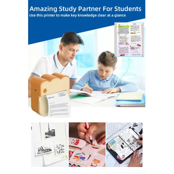 1200mA 3.7V Thermal Portable Mini Inkless Printer Sticker 203DPI