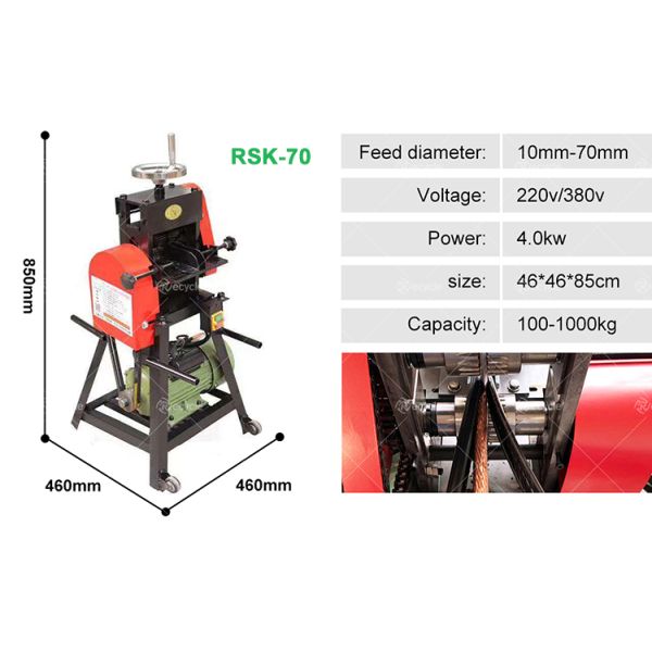 1.5kw Copper Wire Peeling Machine , Waste Cable Stripper Machine