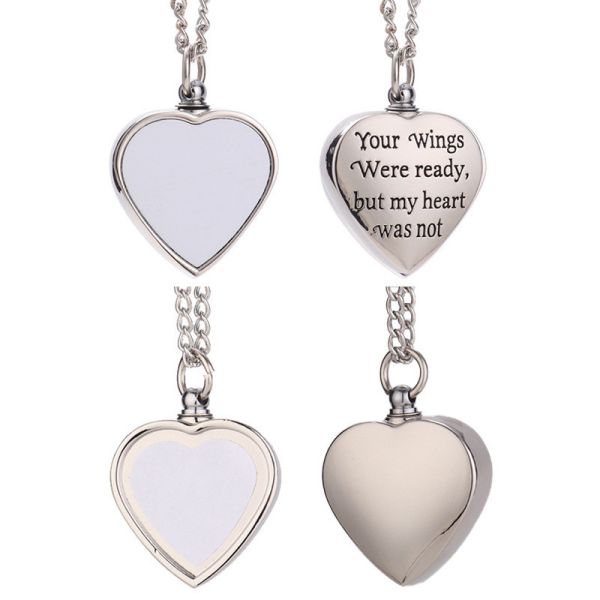 Memorial Sublimation Blank Custom Picture Photo Urn Necklace For Ashes Heart Shaped Unique Gift For Family Friend Loved Ones