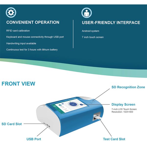 Blood Test Laboratory Equipment cTnI/HbA1c/D-Dimer/T3 T4/TSH/BNP POCT Analyzer Reagent Fluorescence Immunofluorescence