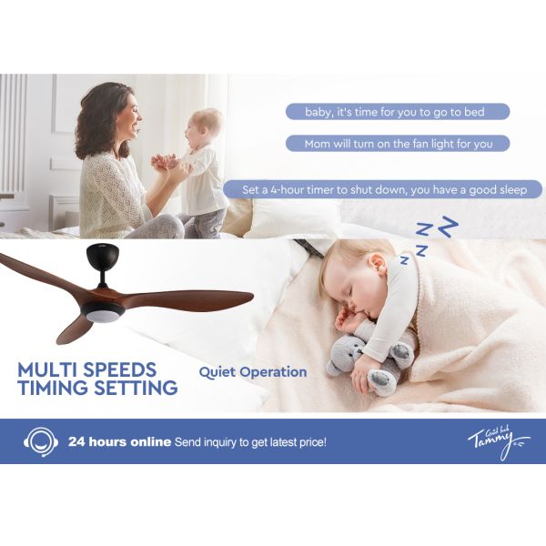 Indoor DC Ceiling Fan With Light 3 ABS Blade Lower Noise for school