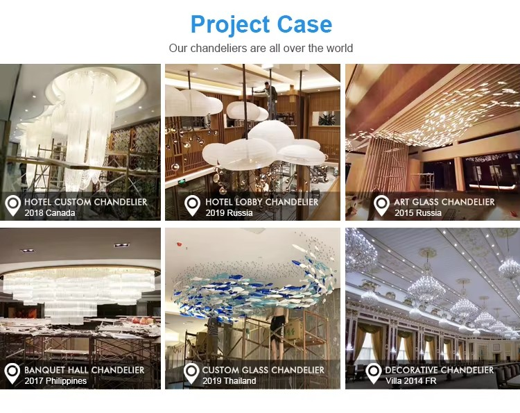 Project Installation Lighting Solutions 5000K Color Temperature Art Streamer Chandelier For Hotel Lobby Banquet Hall