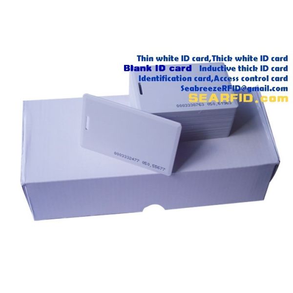 Thin white ID card, Thick white ID card, inductive ID card, identification card, blank ID card, access control card
