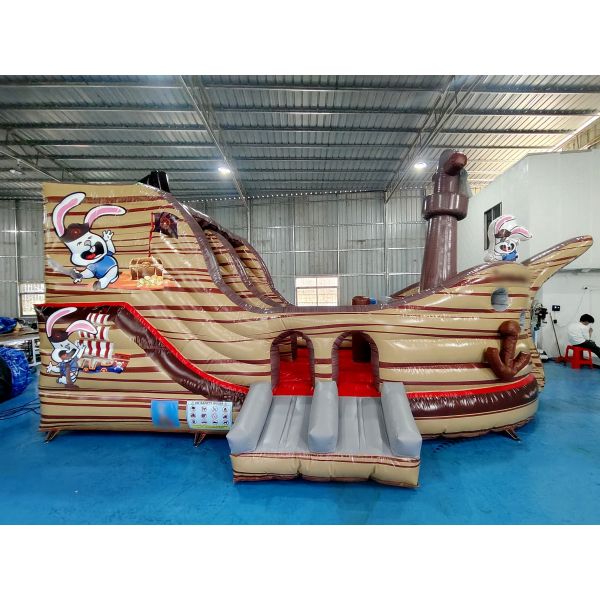 Commercial Inflatable Castle The Pirate Ship Inflatable Bouncy House With Slide Inflatable Playground For Kids