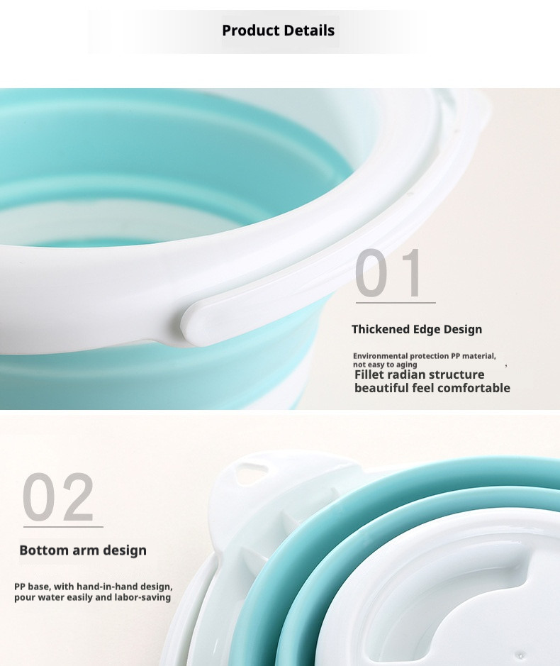 Easy-to-Carry Foldable Plastic Bucket Lightweight for Travel Collapsible