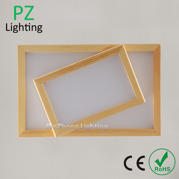 TWO tiers rectangle wood ceiling lamp with SMD LED light,high quality Thailand Oak wood