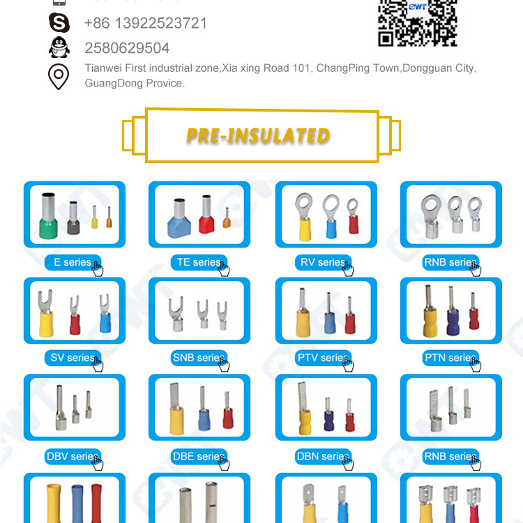 Manufacture in China Terminales EN16-12 Non Insulated Butt Connectors Copper Cable Lug Ring Spade Terminals