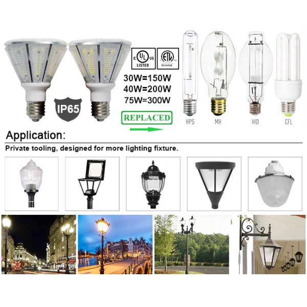 150Lm/W 30W 40W 50W 75W Corn LED Lights Bulb UL CUL DLC Listed For Architectural Lighting