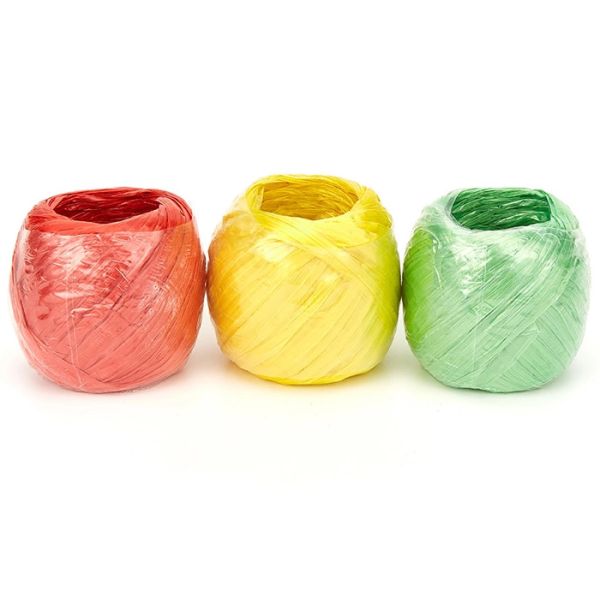 Plastic Packaging PP Raffia String , 80g Flat Film Raffia String Baler Twine