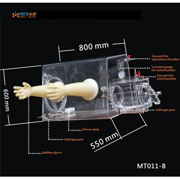 Transparent Lab Glove Box 2 Glove Port Side Door Opening MT011-B