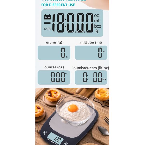 Solid Pattern Type Stainless Steel Electronic Kitchen Scale 5kg 11lb Weight Measuring Tool with Patented Technology