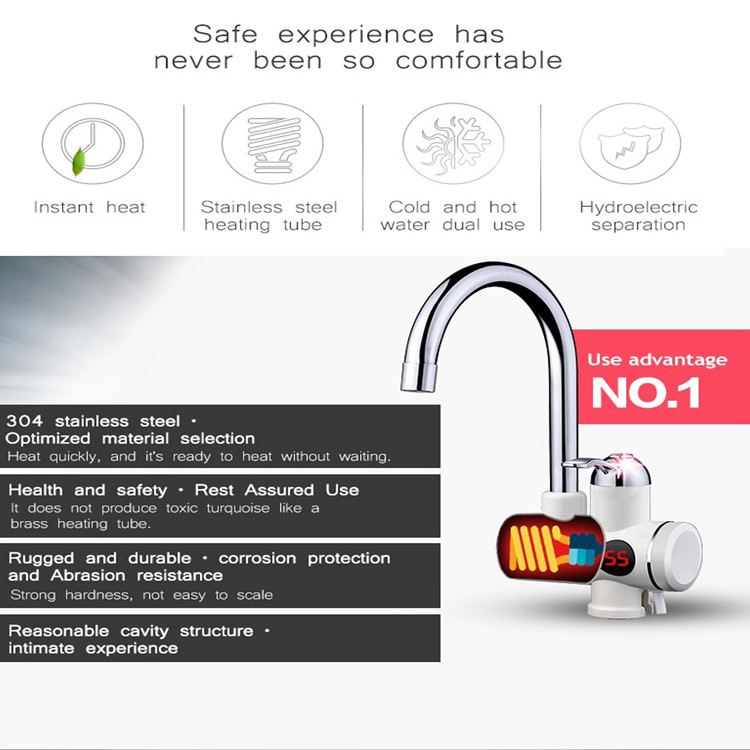 Automatically Faucet Instant Hot Water Tap For Sink 3000W ABS Material EMC