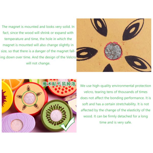 Cooking Props 5.5cm Wooden Role Play Food Magnetic Fruit Toys