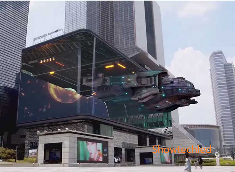 Transparent Waterproof Naked Eye 3D LED Display Giant LED Screen Advertising 8000cd/M2