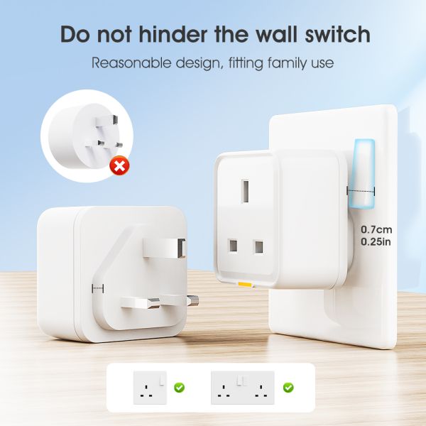 Tuya Smart Home Plug: UK Socket Travel Adapter with Type-C, 16A WiFi RF433, App & Voice Control, Compatible with Alexa