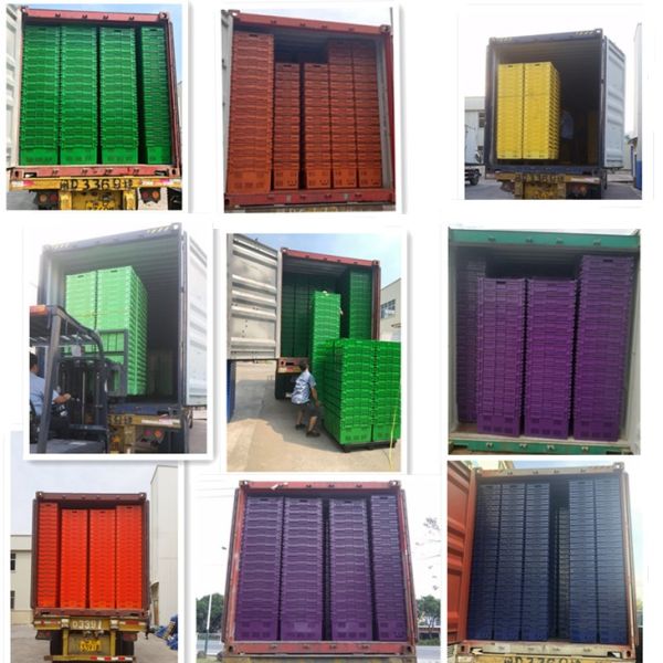 PP 640x415x305mm Fresh Nestable Stacking Vegetable Turnover Mesh Crate for Fresh Fruit