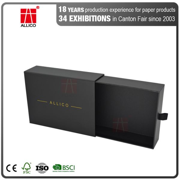 CMYK Matt Black 157G 2mm Sliding Drawer Gift Boxes Pull Out For Christmas