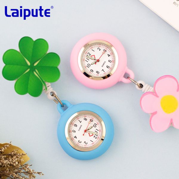 Silicone Strap 41mm Nurses Clip On Fob Watch Waterproof Retractable Nurse Watch