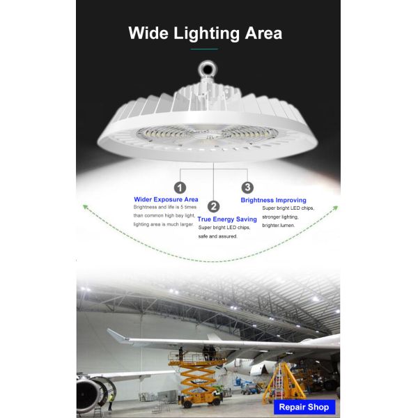 UFO High Bay Dimmable LED Lights 30000lm 200W IK07 Anti Surge Protection