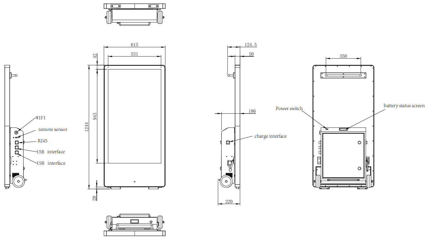 IP65 Outdoor Battery Powered Digital Sign Battery Operated Digital Signage 43Inch