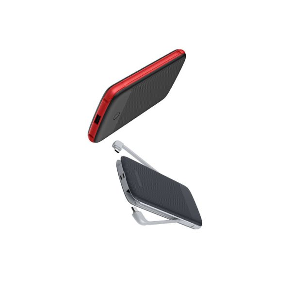 Rubber Coating 5V 2.0A 15.8mm Inbuilt Cable Power Bank