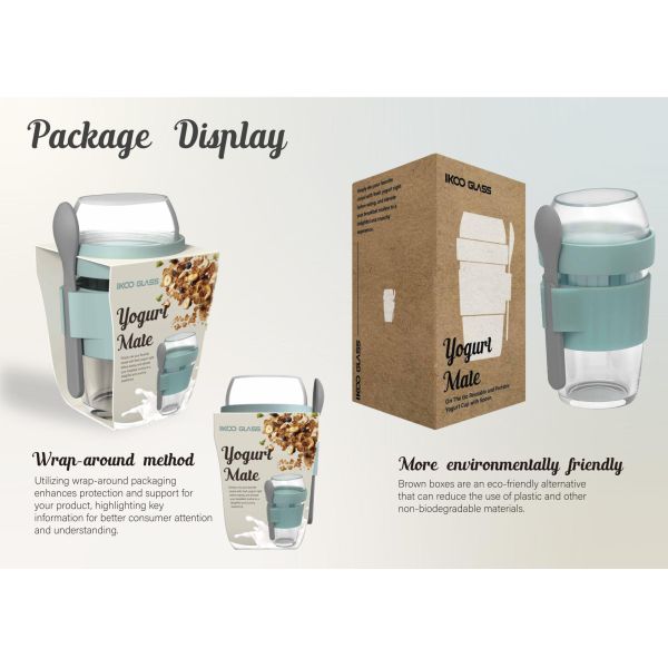 Reusable BPA-Free Yogurt Cup 320ml 480ml Leakproof Glass Container