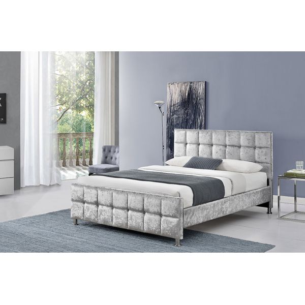 King Size Modern Storage Bed Frame Faux Leather With Led Light