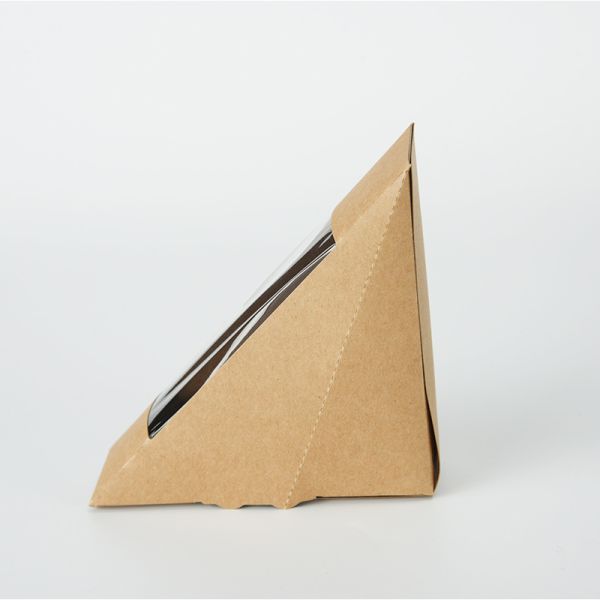 Square Brown Kraft Paper Box With Window for Custom Food Packaging Printing Handling