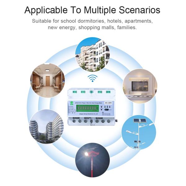 Api Programmable Three Phase Prepaid Energy Meter Wifi 3 Phase Din Rail Meter 63a