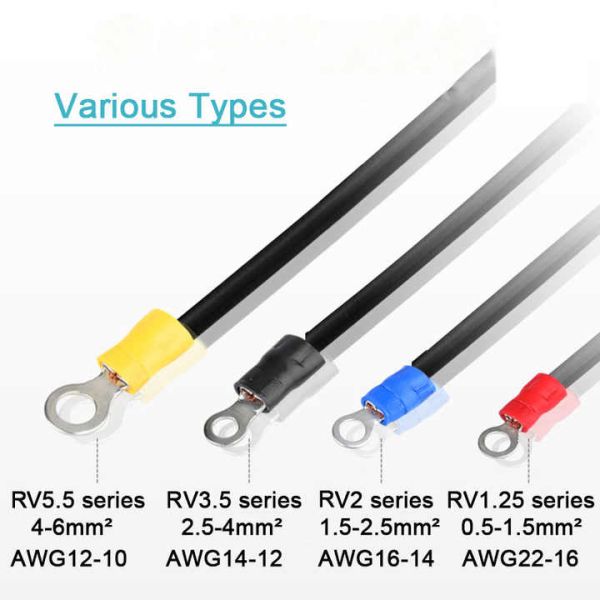 RV Type Cold Pressed Pre Insulated Terminal Block Cable Crimp Connectors O-Shaped