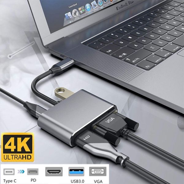 Mac OS X Macbook Pro Type C HDMI Hub USB C To VGA USB3.0 PD 87W