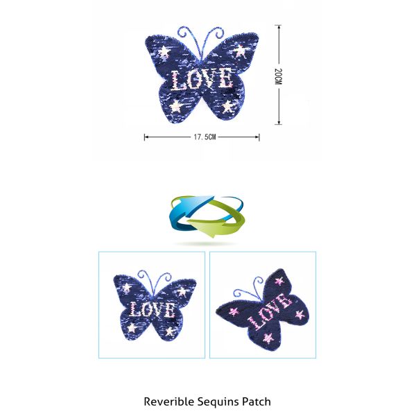 Various Styles Sequin Embroidery Patches Butterfly Series For Garment / Bags